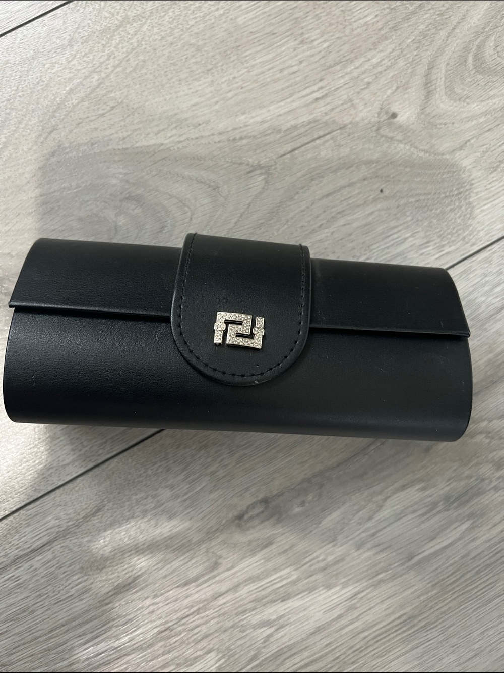 Authentic Versace black Sunglass or Jewelry Clamshell Case with Silver Logo